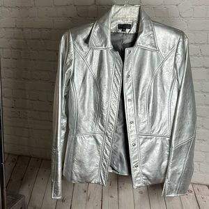 Gorgeous soft silver leather jacket